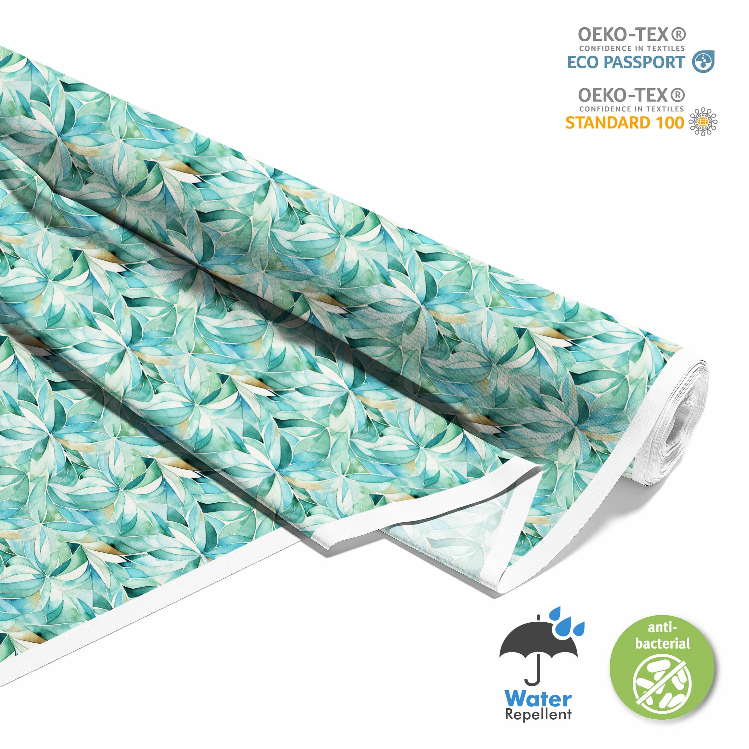 HEKO PANELS Stoff Oxford Wasserdichte Meterware Canvas-Stoff Polyester Nähstoff Dekostoffe Handwerken Wasserabweisend Blickdicht Pflanzen Aquarell Wasserfarbe 5 Meter 155 x 500 cm DX2611