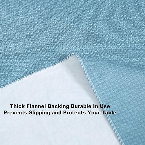 Miniatura 7 de Newbridge Basketweave - Mantel de vinilo con parte trasera de franela de color sólido, aspecto texturizado de tejido de cesta para interiores y