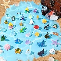 DIYDEC 36pcs Mini Ocean Resin Sea Animals Figurines - Tiny Marine Decor for Aquarium, Fish Tank, Fairy Garden, Dollhouse DIY