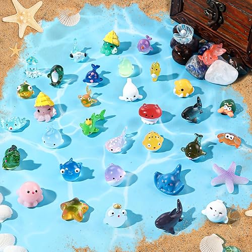 DIYDEC 36pcs Mini Ocean Resin Animals Tiny Sea Animals Figurines