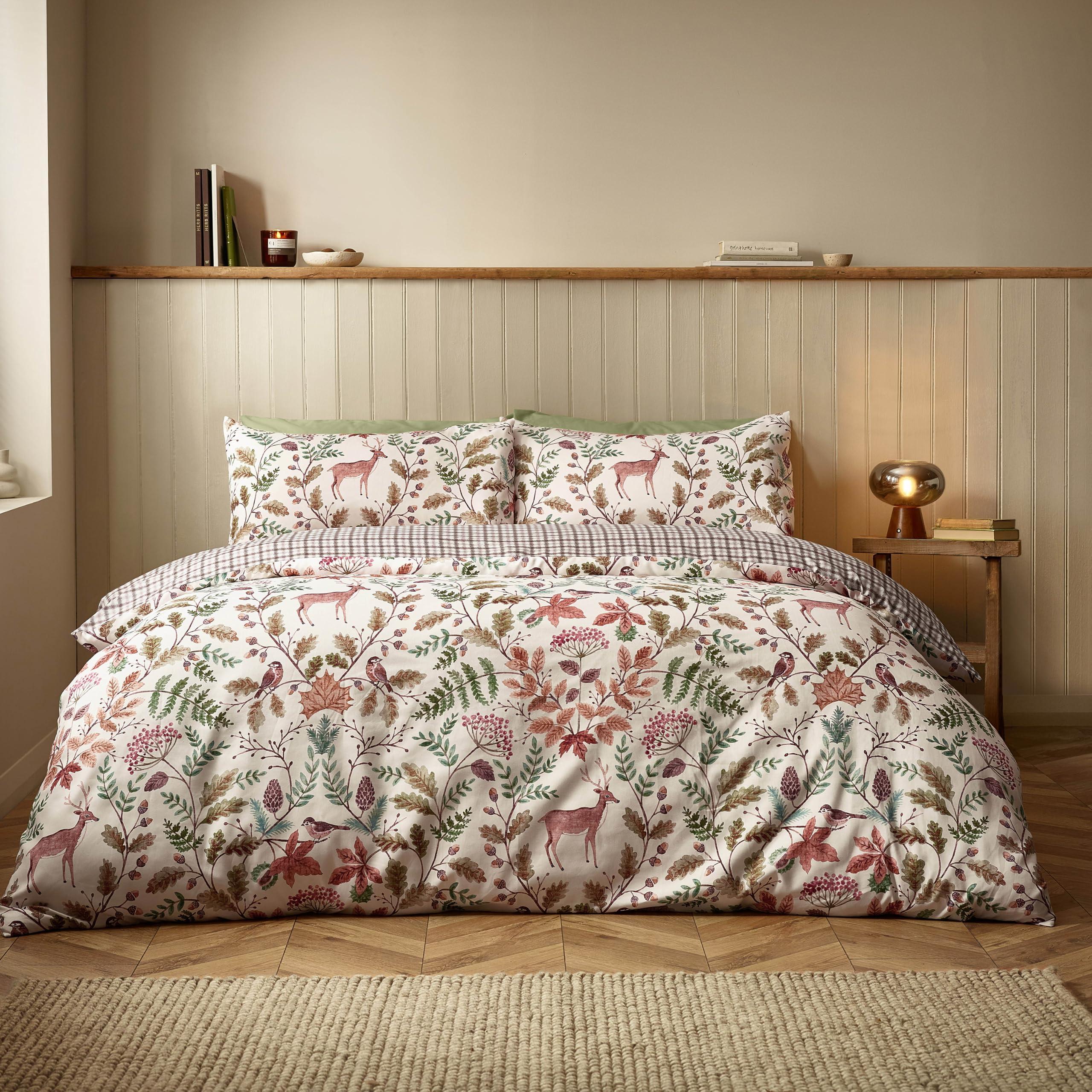 Catherine Lansfield Unisex Cream Woodland Stag So Soft Reversible Duvet Cover Set In | Size: Double