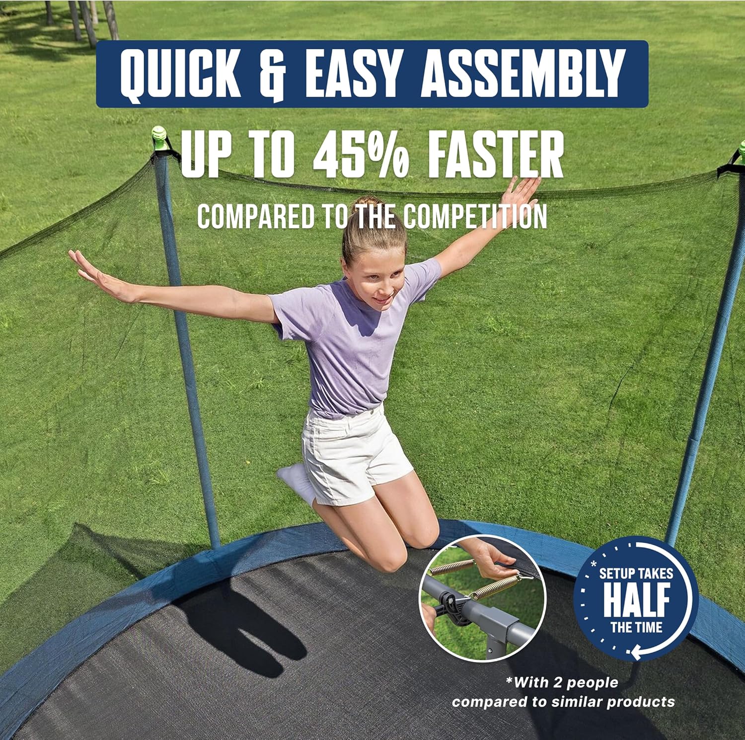 Bestway Xtreme Air 10FT 12FT 15FT Outdoor Trampoline for Kids and Adults, No-Gap Security Enclosure Net, Foam-Padded Poles, Fast & Easy Assembly, ASTM Approved, 2-Year Warranty