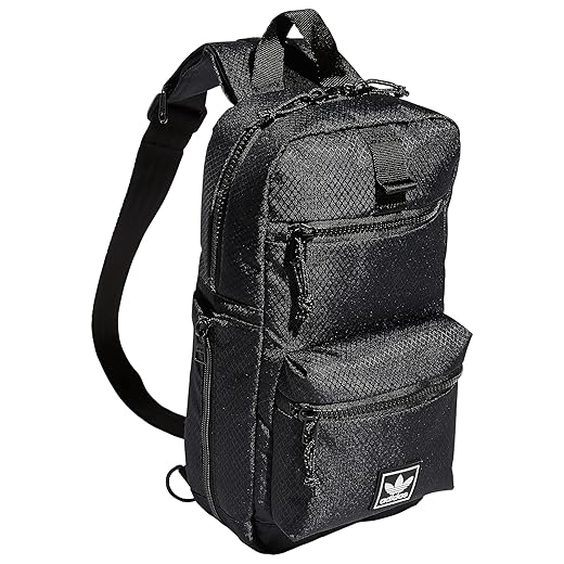 adidas Originals Utility Crossbody Sling Bag with Water Bottle Sleeve, Black, One Size