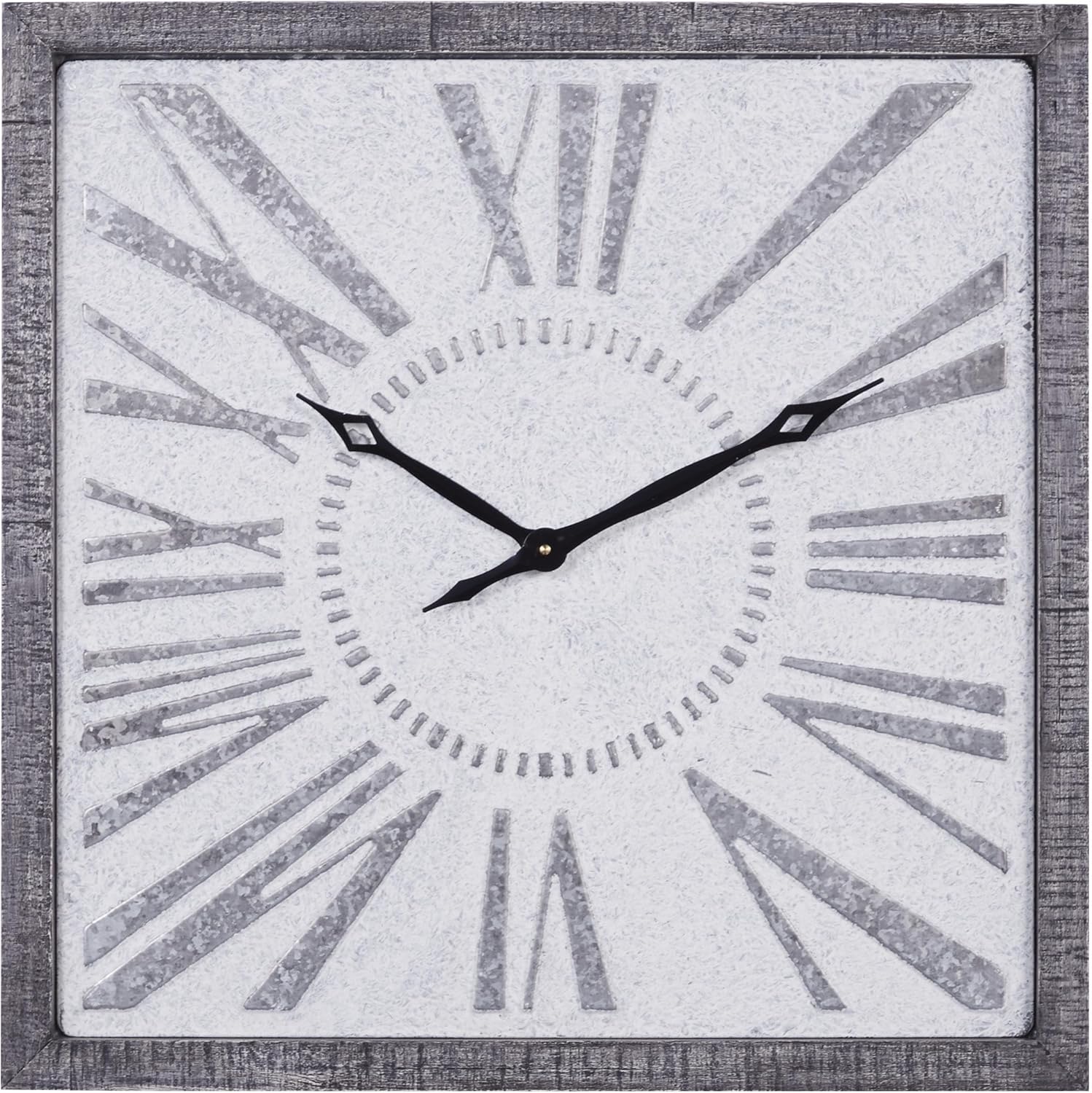 Deco 79 Metal Decorative Distressed Square Wall Clock for Home and Room, 25" x 2" x 25", Gray