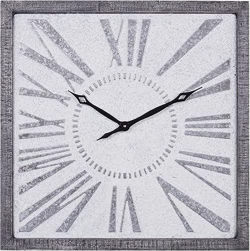 Deco 79 Reloj de pared cuadrado de metal, 25" x 2" x 25", gris