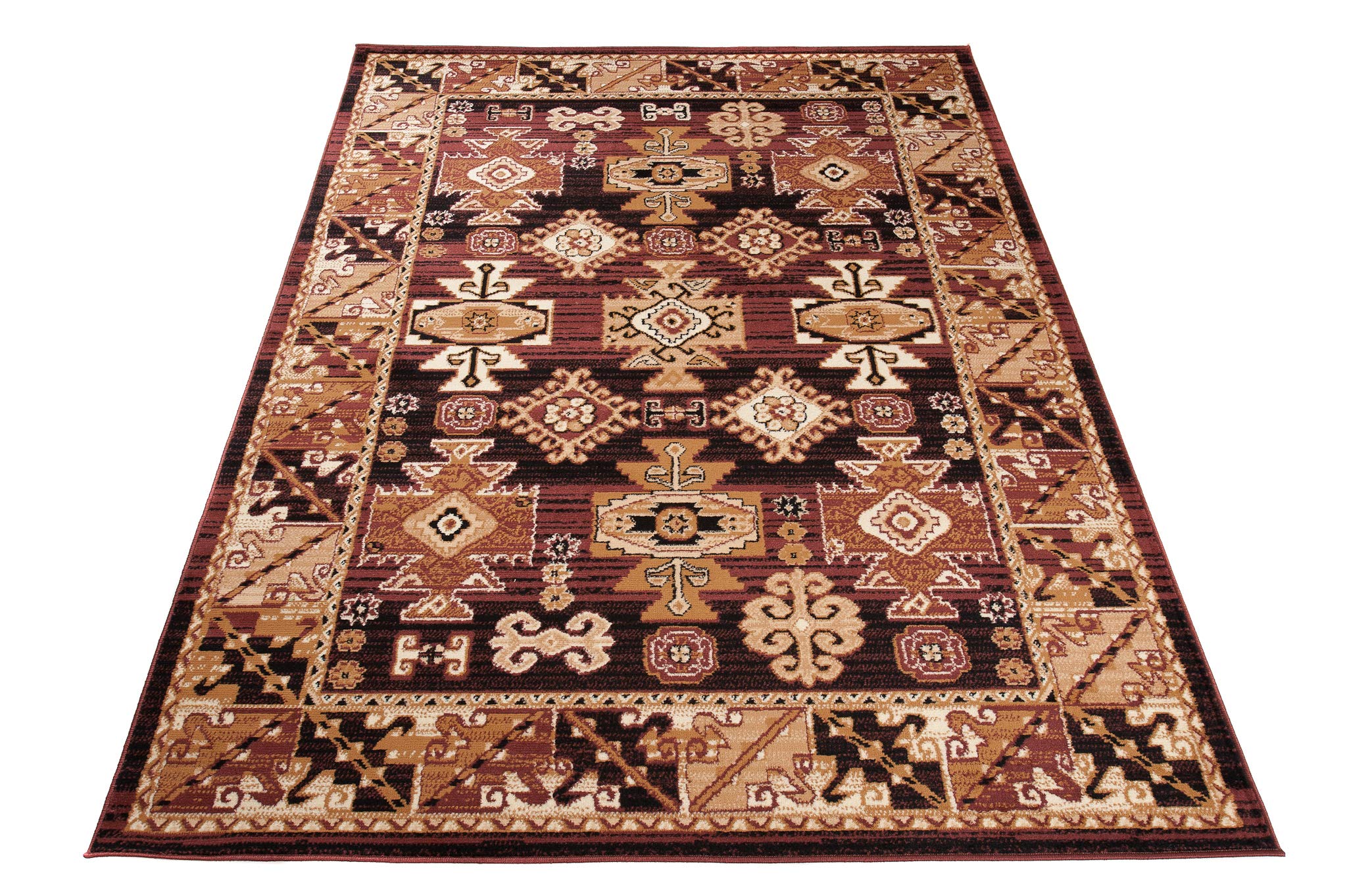 Carpeto Rugs Tappeto Orientale Salotto a Pelo Corto Marrone 140 x 200 cm Classico Persian Design