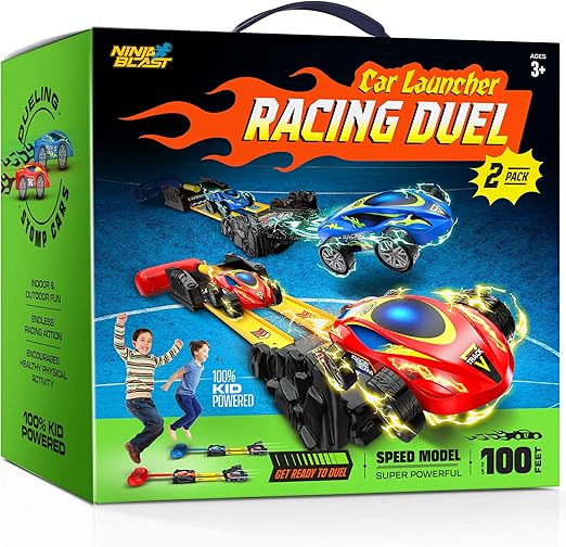 Car Rocket Launcher Toy for Kids Ages 3, 4, 5, 6 + Year Old Boys Toy - 2 Race Cars, 2 Stomp Launch Pads - Gift Outdoor Birthday Gifts for Boy & Girls Age 3+ (2 Pack)