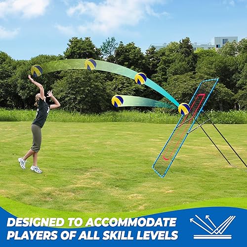 Miniatura 4 de Sistema de red de rebote de voleibol 2 en 1, ajustable de 7 x 4 pies a 4 x 4.5 pies, red de rebote de 4 ángulos, equipo de entrenamiento para