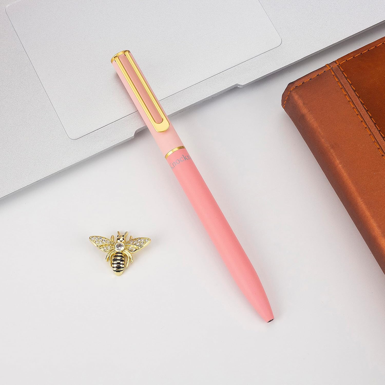 Bee Pink Metal Black Gel Ink Pen, Unique & Fun Magnet Cute Ornament Pen for Journaling, Writing, Drawing, Office, Home, School Supplies, Party Decor Gifts image 3