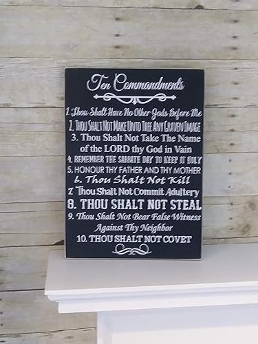 WoodSign MarthaFox Diez Mandamientos Biblia 10 Mandamientos Arte de pared Éxodo 20 Signo cristiano Arte de pared inspirador religioso
