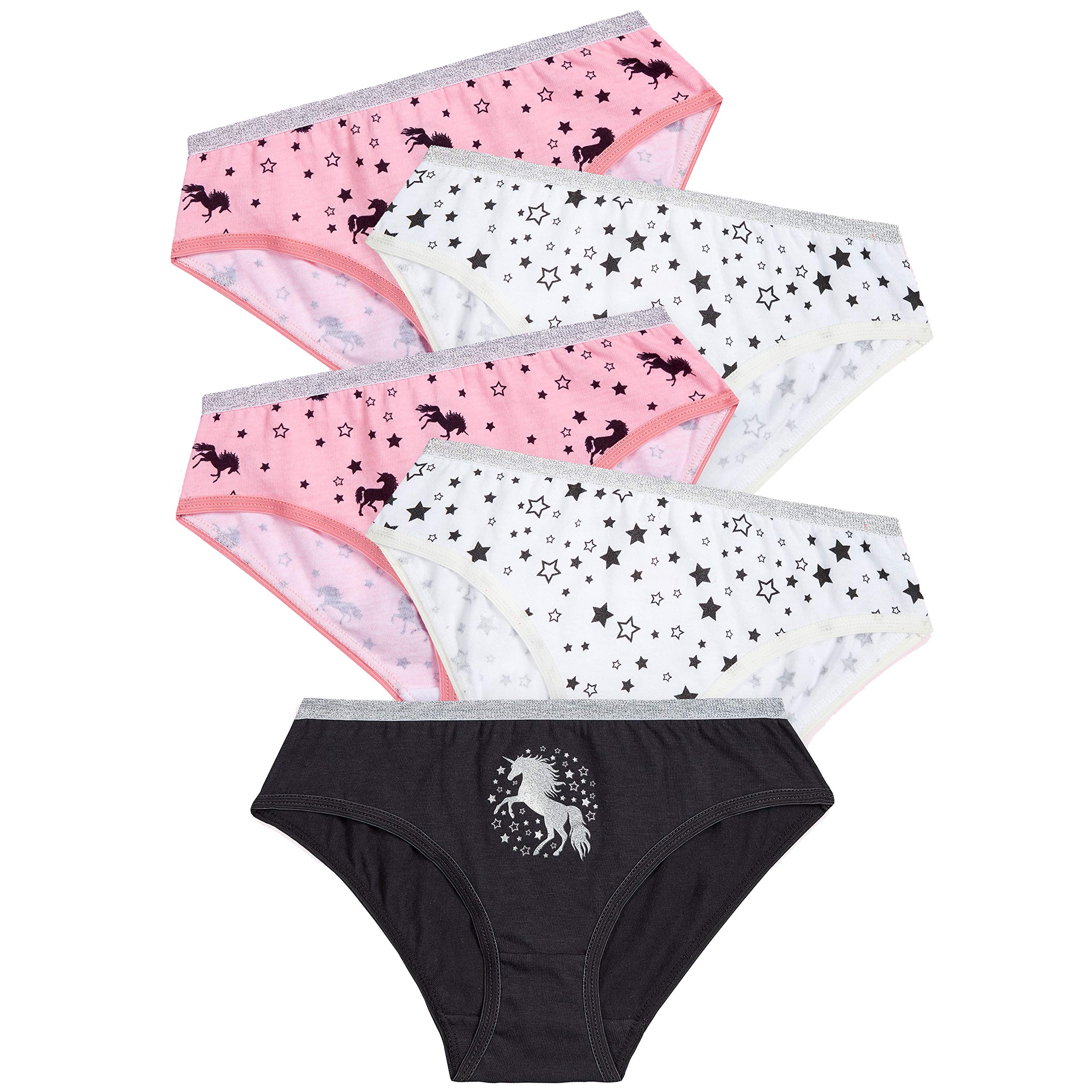 Metzuyan Girls Unicorn Stars Briefs Underwear Hipsters 100% Cotton Underpants Knickers 13