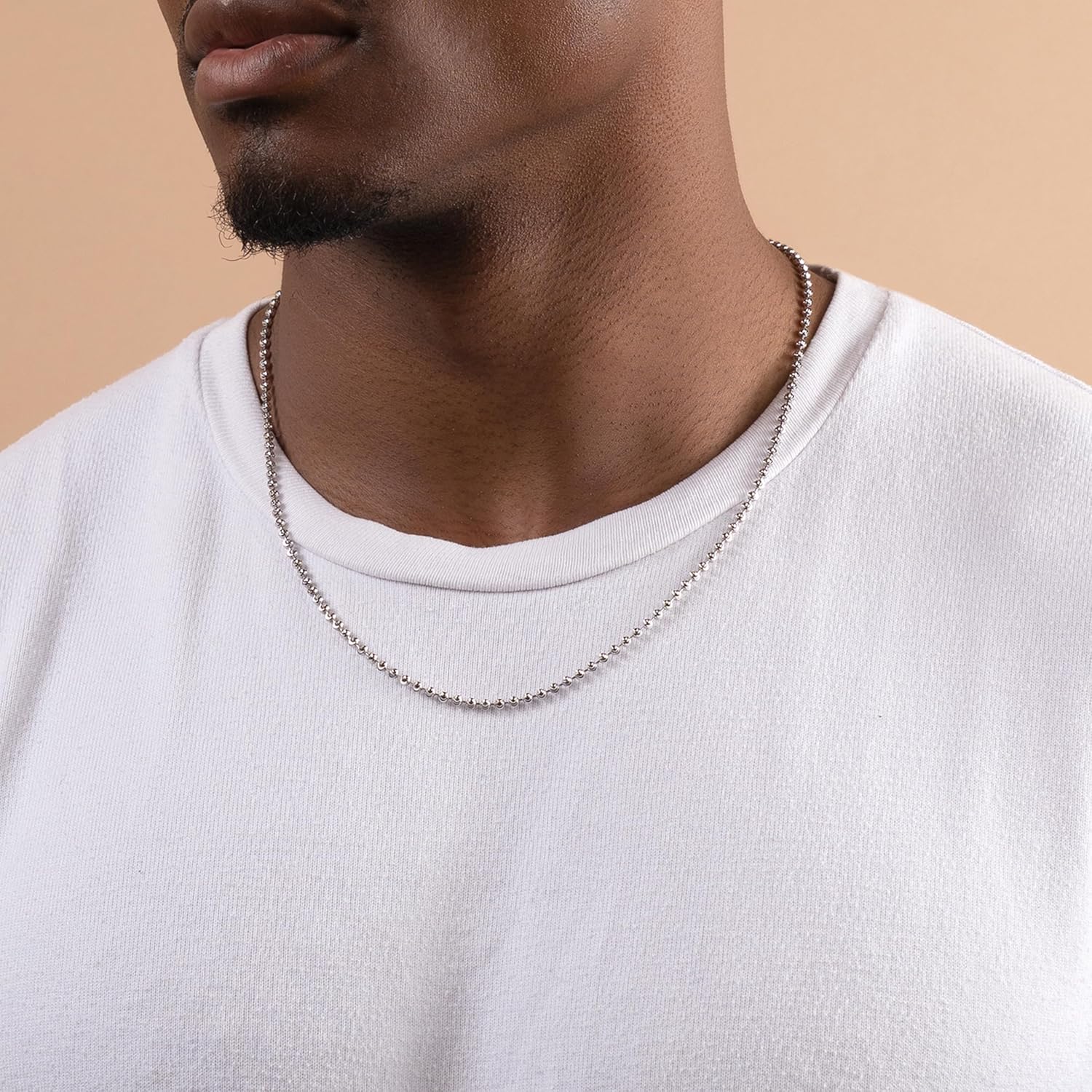 PORI JEWELERS 925 Sterling Silver 3mm, 4mm, 5mm Moon Cut Bead Chain Necklace - Made in Italy - Yellow, Silver