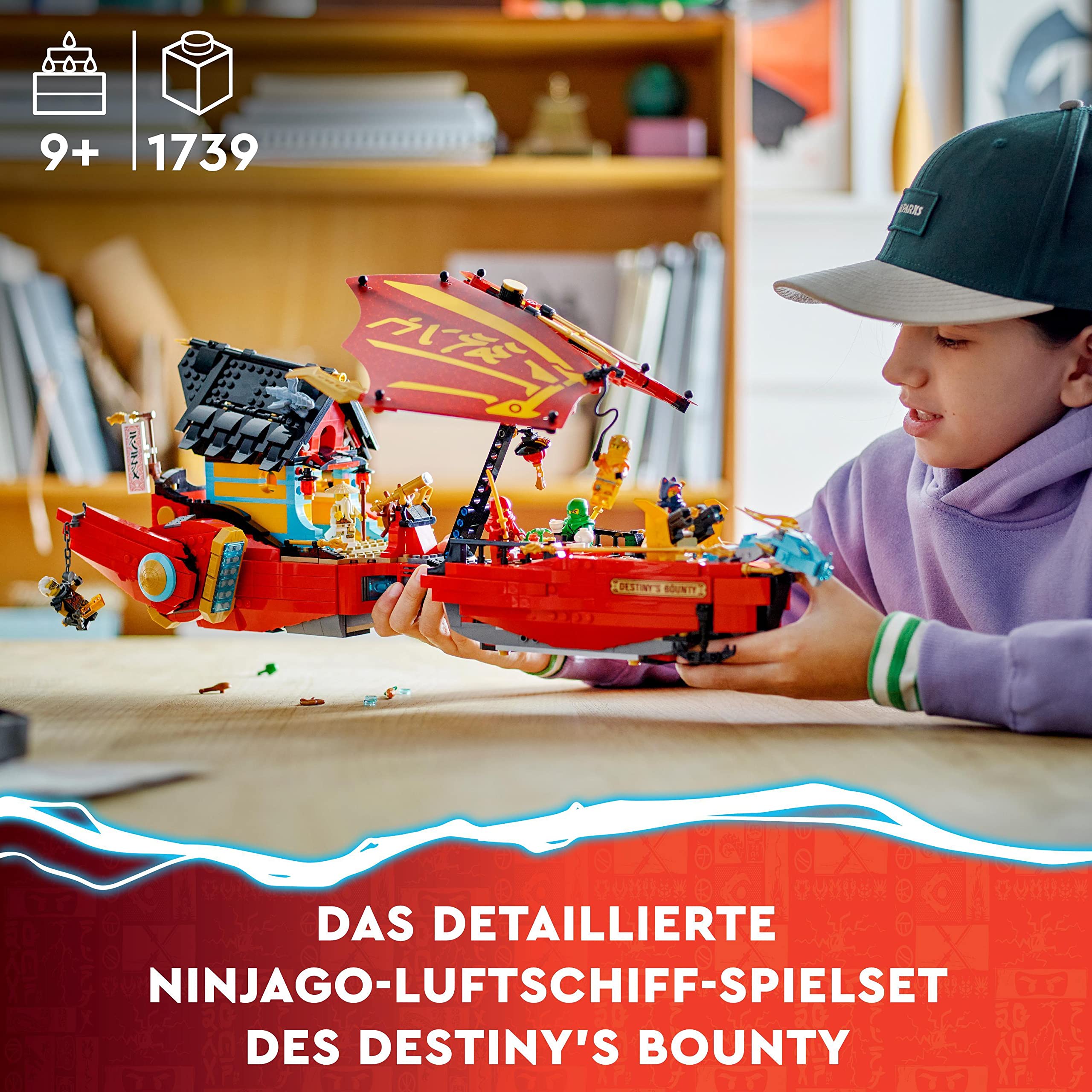 LEGO 71797 NINJAGO Ninja-Flugsegler im Wettlauf mit der Zeit, Ninja Luftschiff Spielzeug-Set mit 2 Drachenfiguren und 6 Minifiguren, 2023 Fahrzeug-Set, Geburtstagsgeschenk-Idee für Kinder