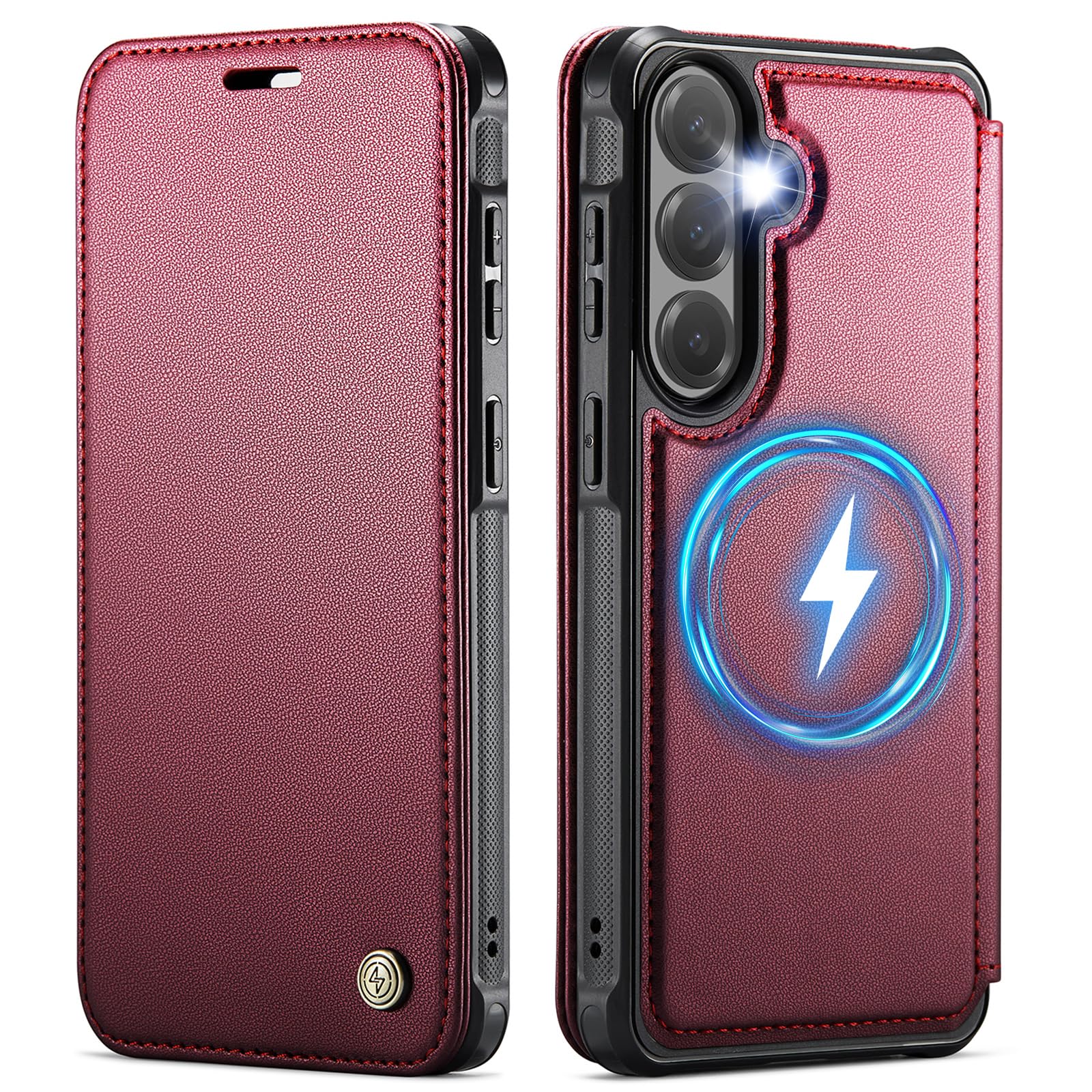 Photo 1 of PlusnapX for Galaxy S25 Plus Wallet Case - Wine Red