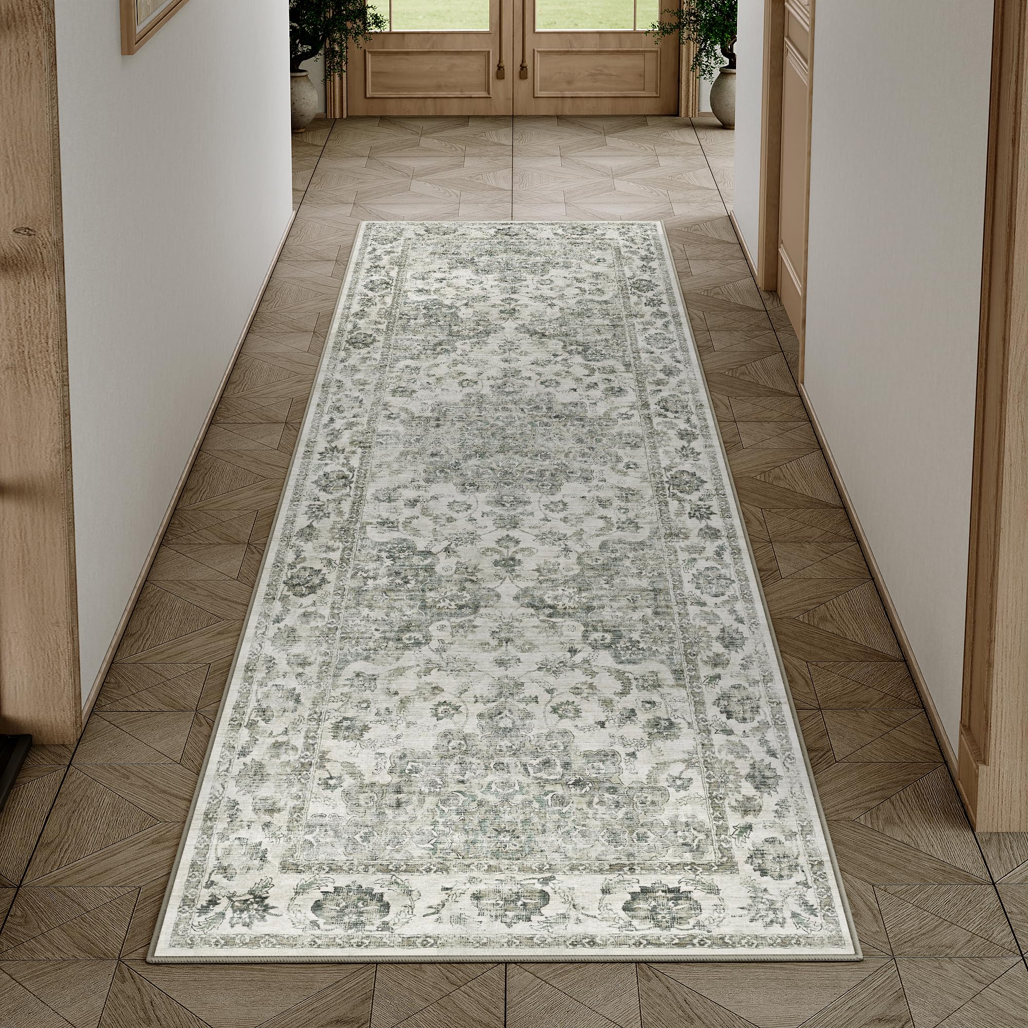 HUGEAR Vintage Teppich Wohnzimmer Waschbarer Wohnzimmerteppich Retro Waschbar rutschfest Tepich Schlafzimmer Carpet Esszimmer Büro Kurzflor Teppiche