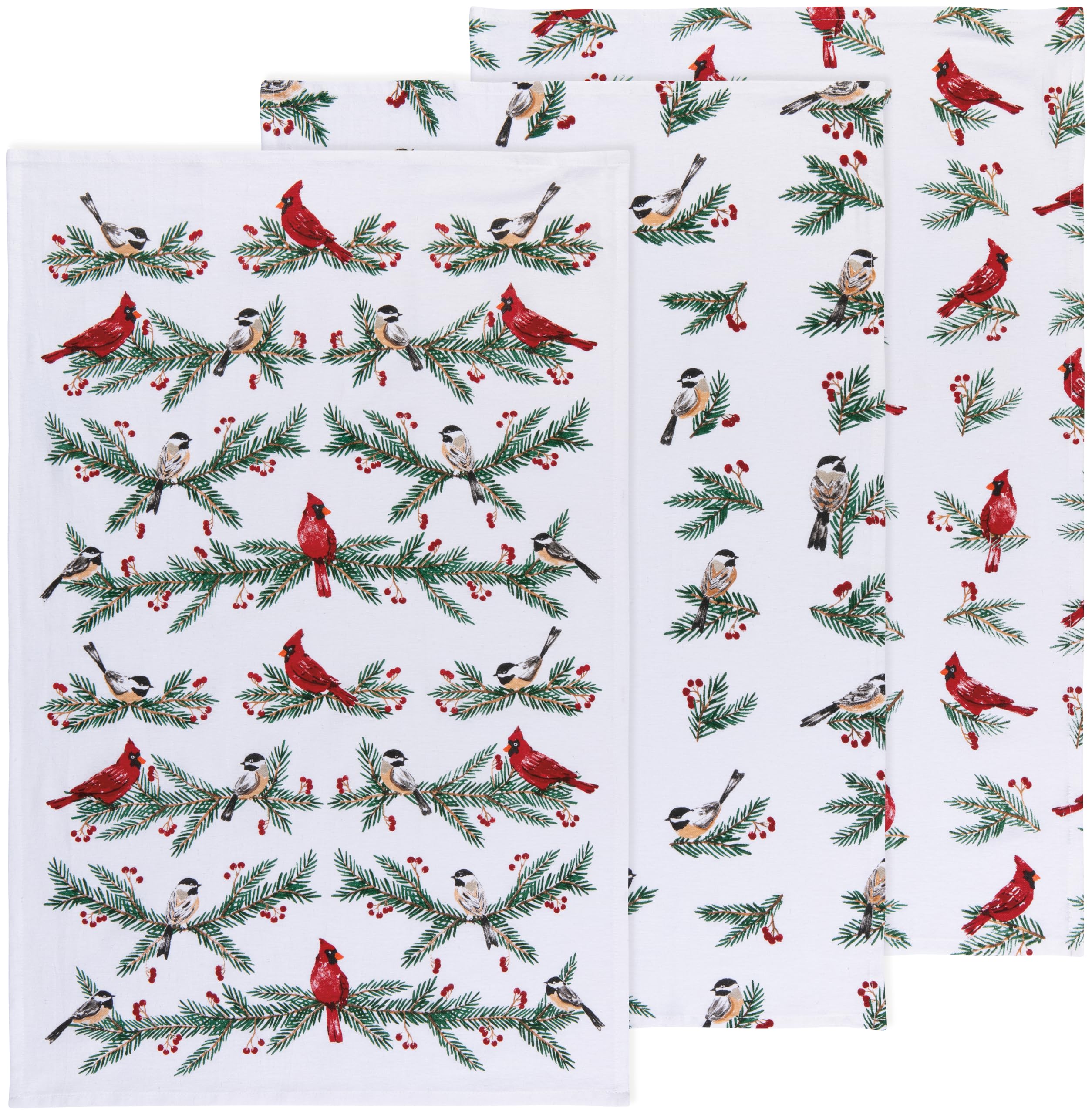 Now Designs Danica Birds &amp; Boughs Xmas Floursack Dishtowels, 1 EA