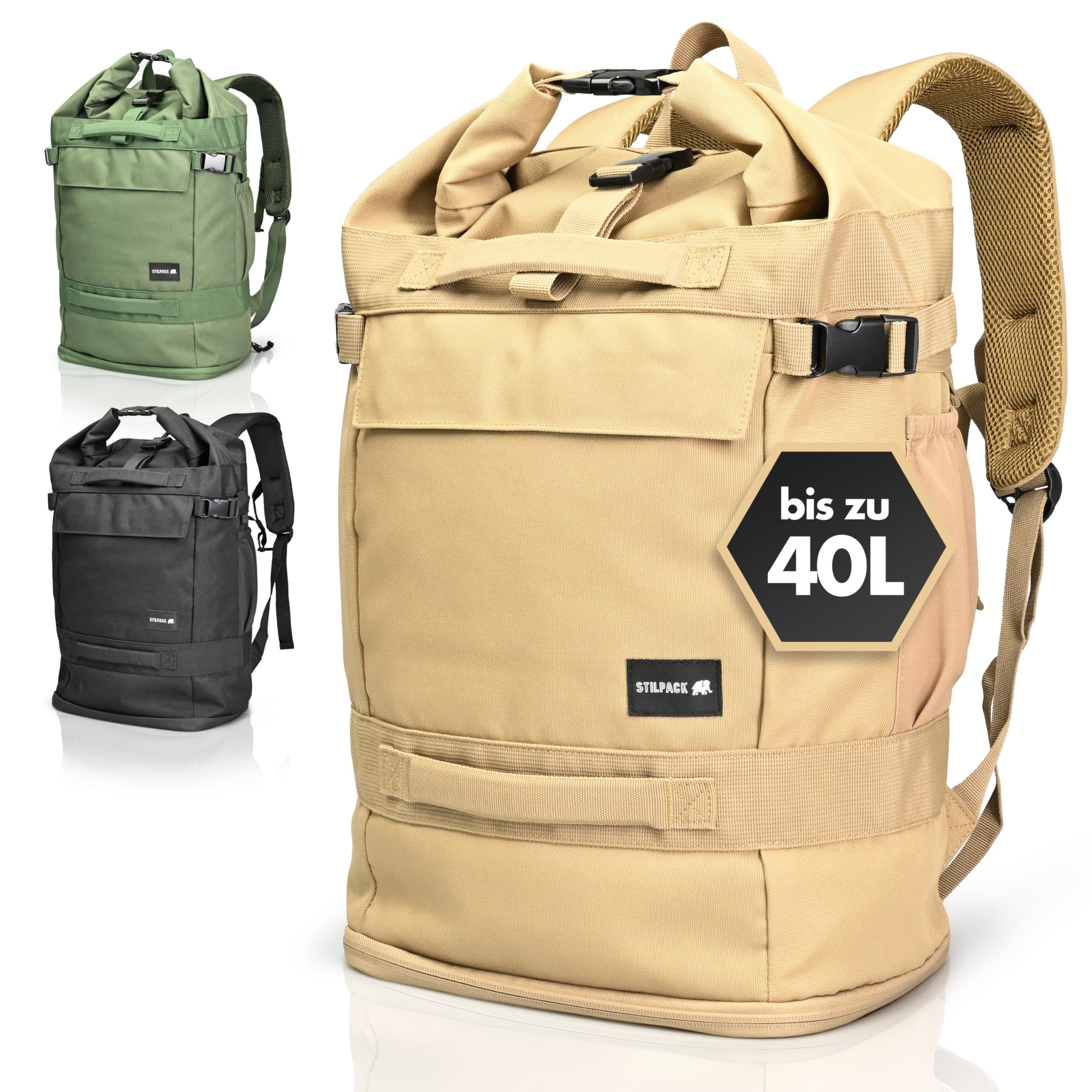 NomadX | Rolltop Rucksack Herren & Damen 30–40L – Handgepäck & Kabinengepäck – Outdoor Tagesrucksack Wasserdicht – Reiserucksack Camping Wandern Sport Travel Laptop Backpack