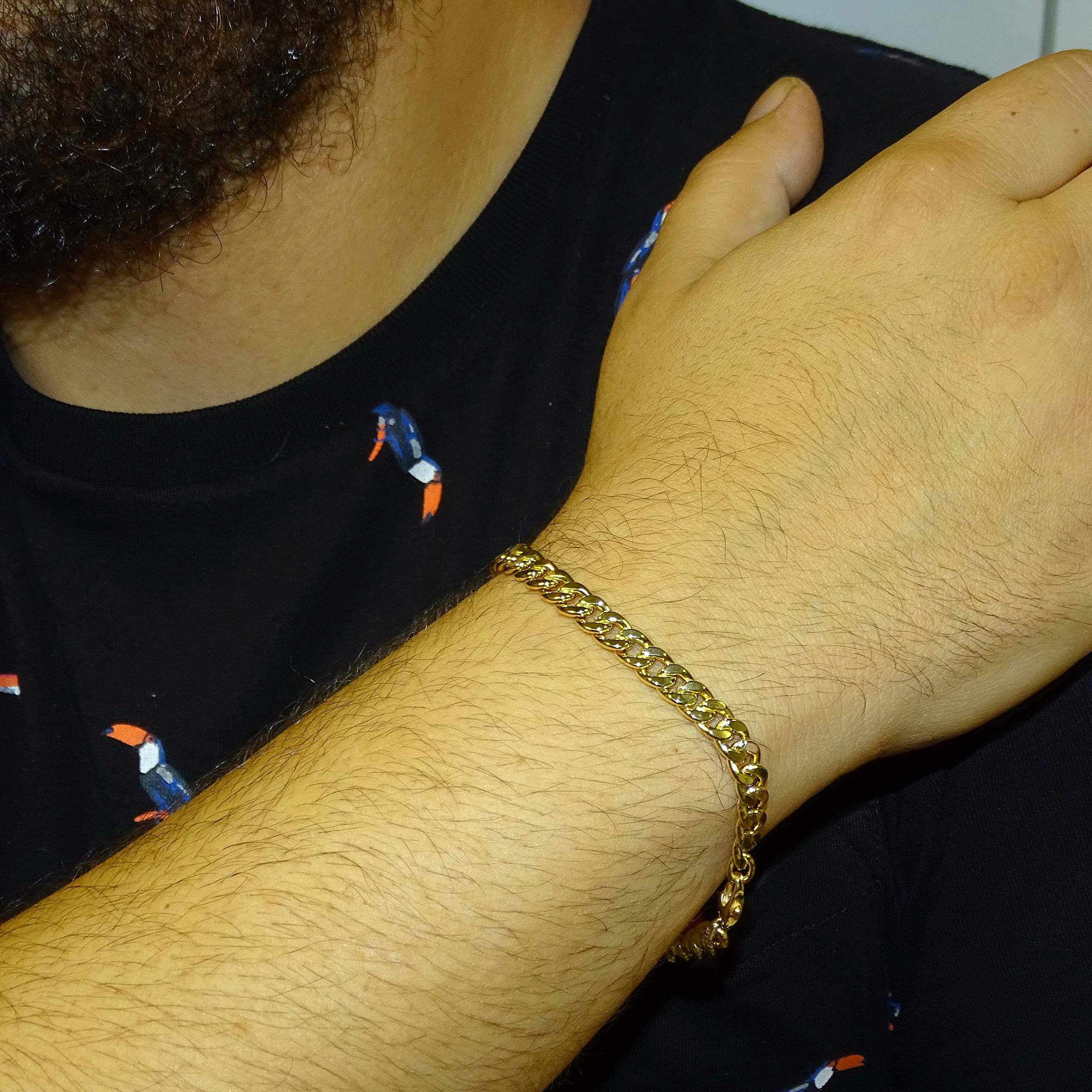 Złoto 18k klasyczna bransoletka łańcuszkowa w stylu kubańskim dla mężczyzn | bransoletka designerska 21.50cm | delikatna biżuteria | 6.00g delikatne złoto | męski dodatek modowy | męski dodatek modowy | prezent na imprezę rocznica ślubu dzień ojca dzień m