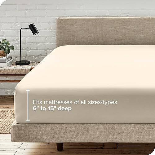 Miniatura 6 de Bare Home - Sábana bajera de microfibra 1800 muy suave y duradera, para colchones altos tamaño individual XL, color arena
