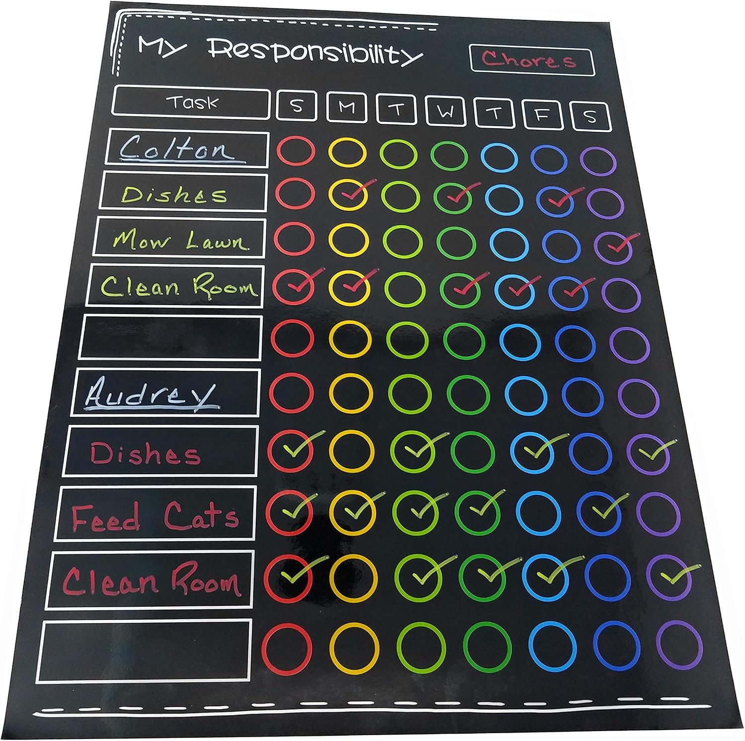 Magnetic Organization Board, Chore Chart, Reward, Incentive and Behavior Chart | Complete with Dry Erase-Markers | 12 x 16 Inches | Home School, Kids Chore Chart, Chore Chart for Teens