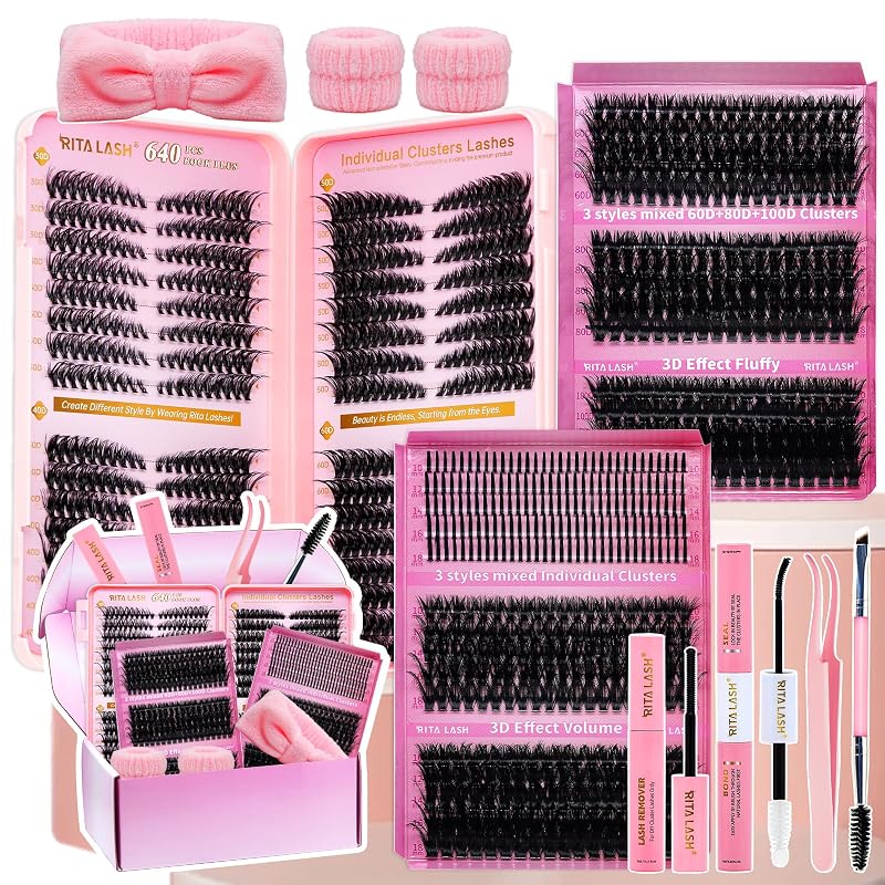 RITALASH Kit de Cílios em Tufo com Efeito 3D, Olho de Gato e Pontos, com Bond & Seal, Removedor e Ferramentas — Lash Kit-9