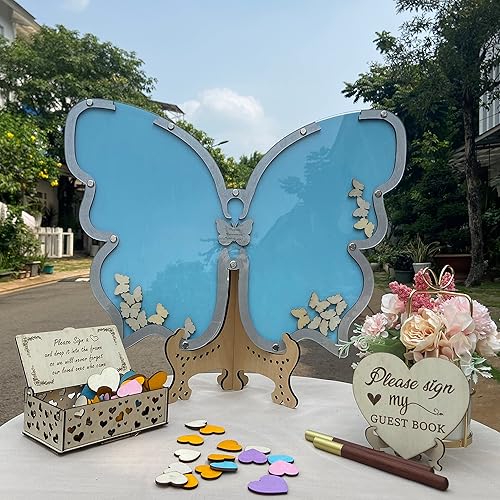 Miniatura 5 de Alternativa personalizada para libro de invitados de quinceañera  Libro de madera grabado con mariposa para cumpleaños 15 o dulces 16  Decoración