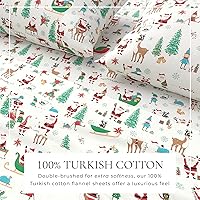 Vista 64 de Great Bay Home Christmas Flannel Sheet Set Full Size - 100% Turkish Cotton, Double-Brushed, Winter Bed Sheets - Ultra-Soft, Cozy, 4-Piece Holiday