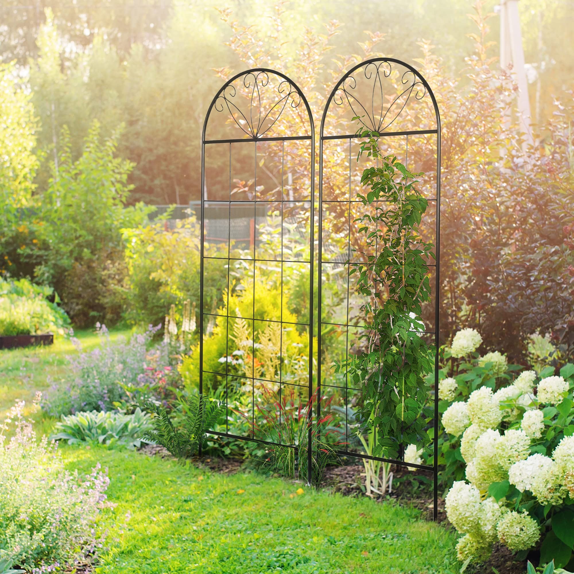 Outsunny Treillis de Jardin Support Plantes Grimpantes 51 x 152 cm Noir | Lot de 2, en Métal