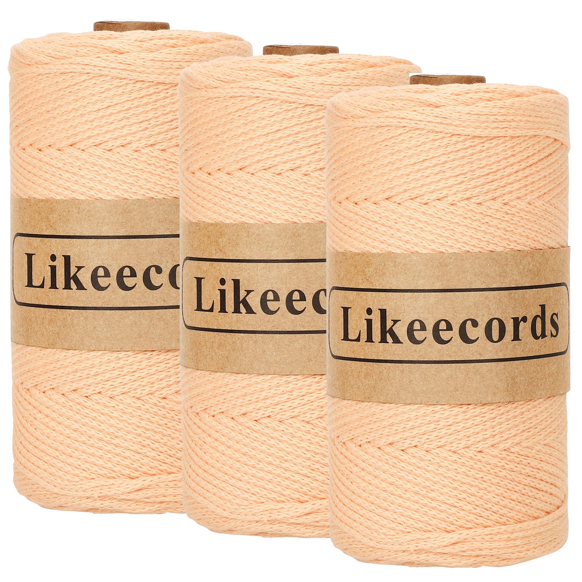 Fil de coton pour crochet 2mm Likeecords, lot de 3 bobines pour tricot et loisirs créatifs