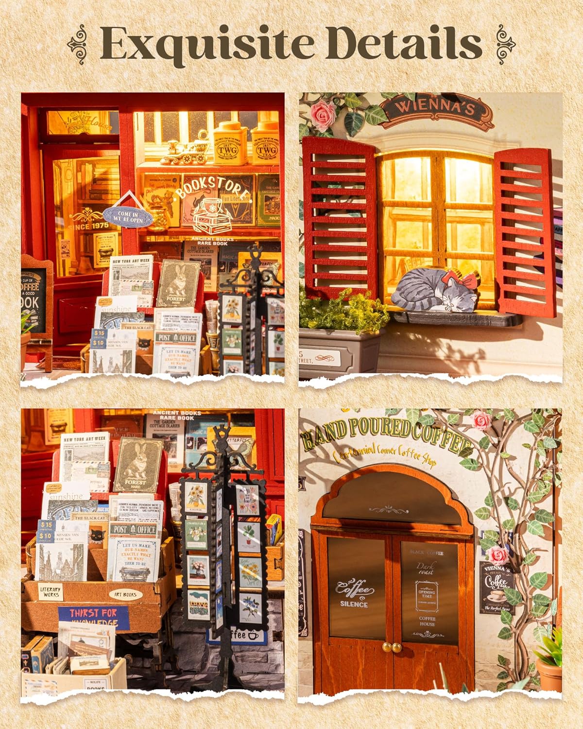 Rolife DIY Miniature House Kits Vienna Bookstore, Mini House Miniverse Lifestyle for Teens, DIY Crafts Kits for Adults, Birthday/Halloween for Parents Friends (Vienna Bookstore)