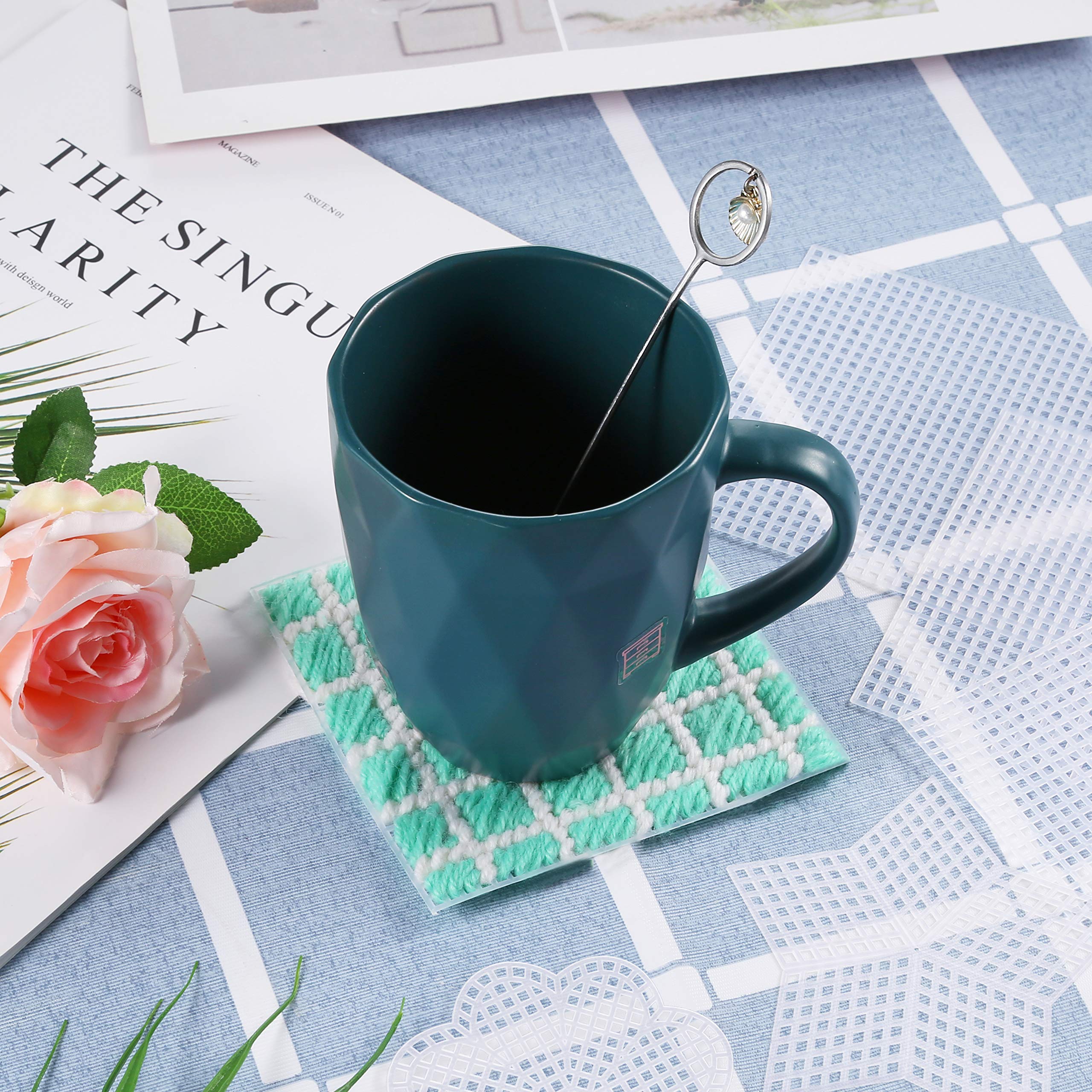 Pllieay 36 Pieces Mesh Plastic Canvas Sheets Kit Including 30 Pieces 6