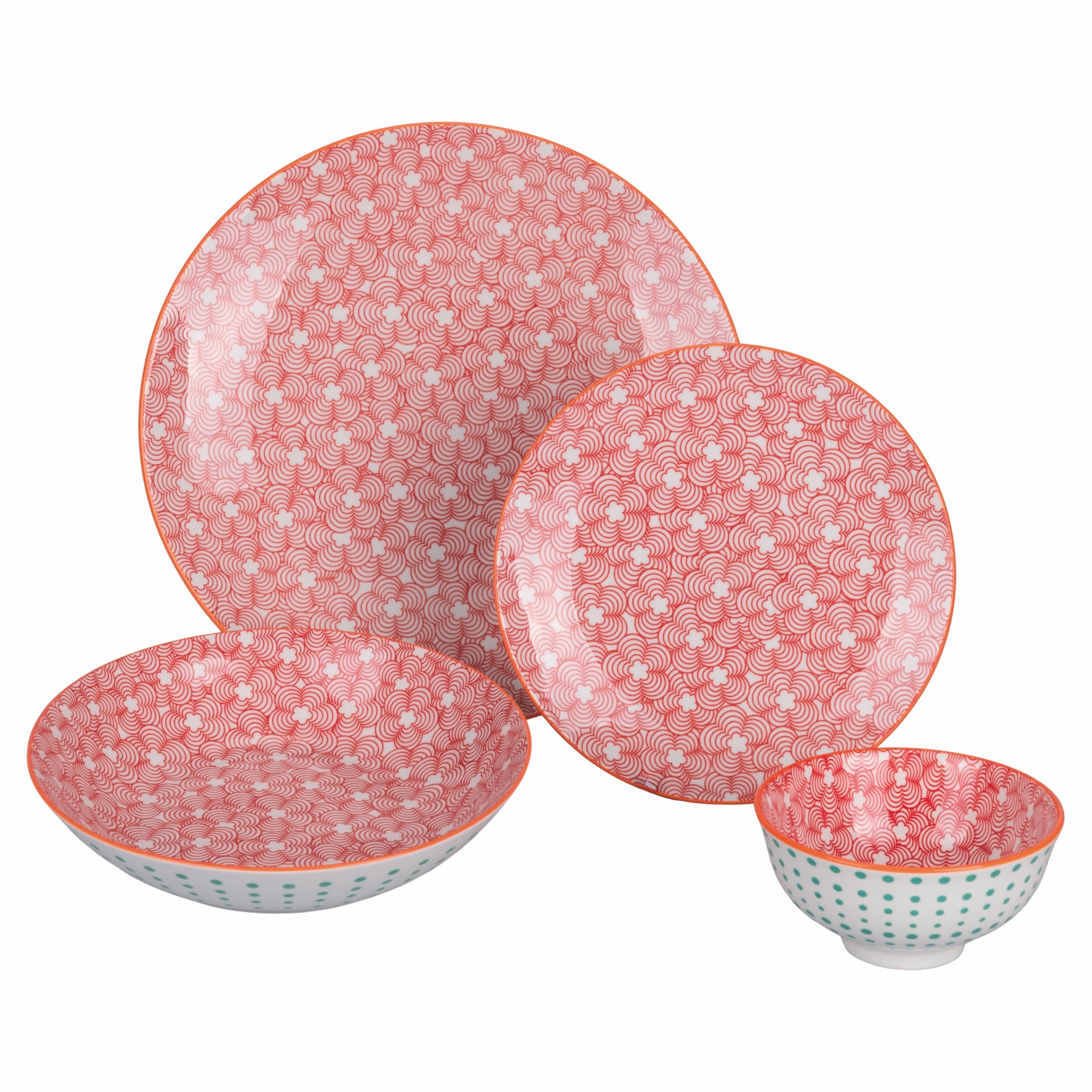 Image secondaire de Service d'Assiettes en Porcelaine 24 Pièces - Design Multicolore