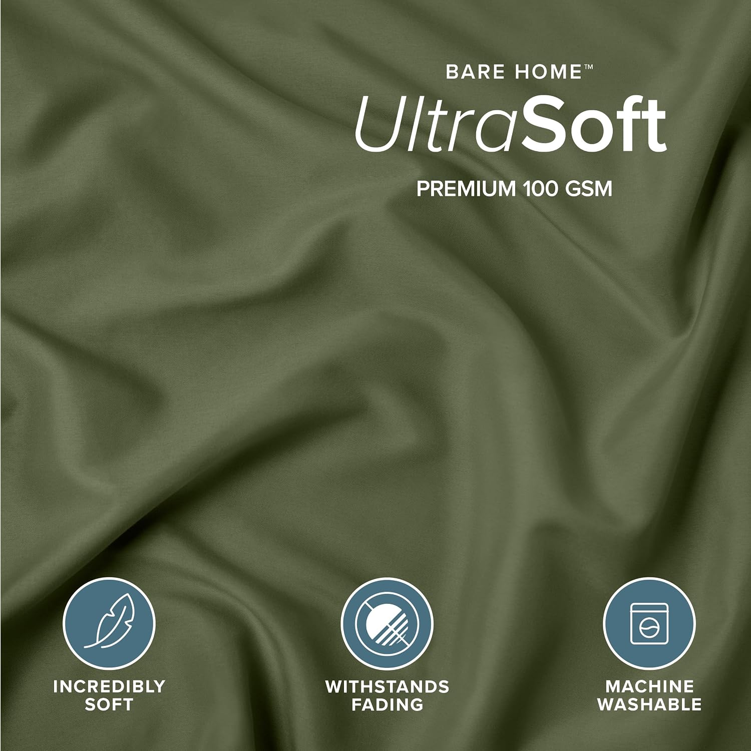 Bare Home Pillow Sham Covers 1800 Ultra-Soft Set of 2 (King, Cypress) image 3
