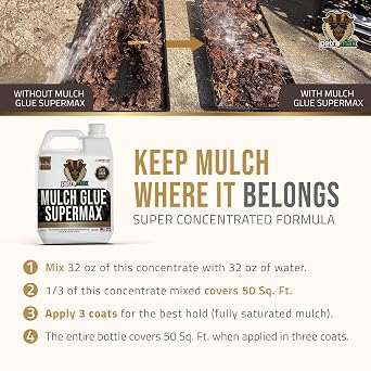 PetraMax Mulch Glue for Landscaping - Max Concentrate Weed Barrier, Non-Toxic Pea Gravel Binder, Rock Stabilizer for Landscaping - Dries Clear (Super, 32Oz)