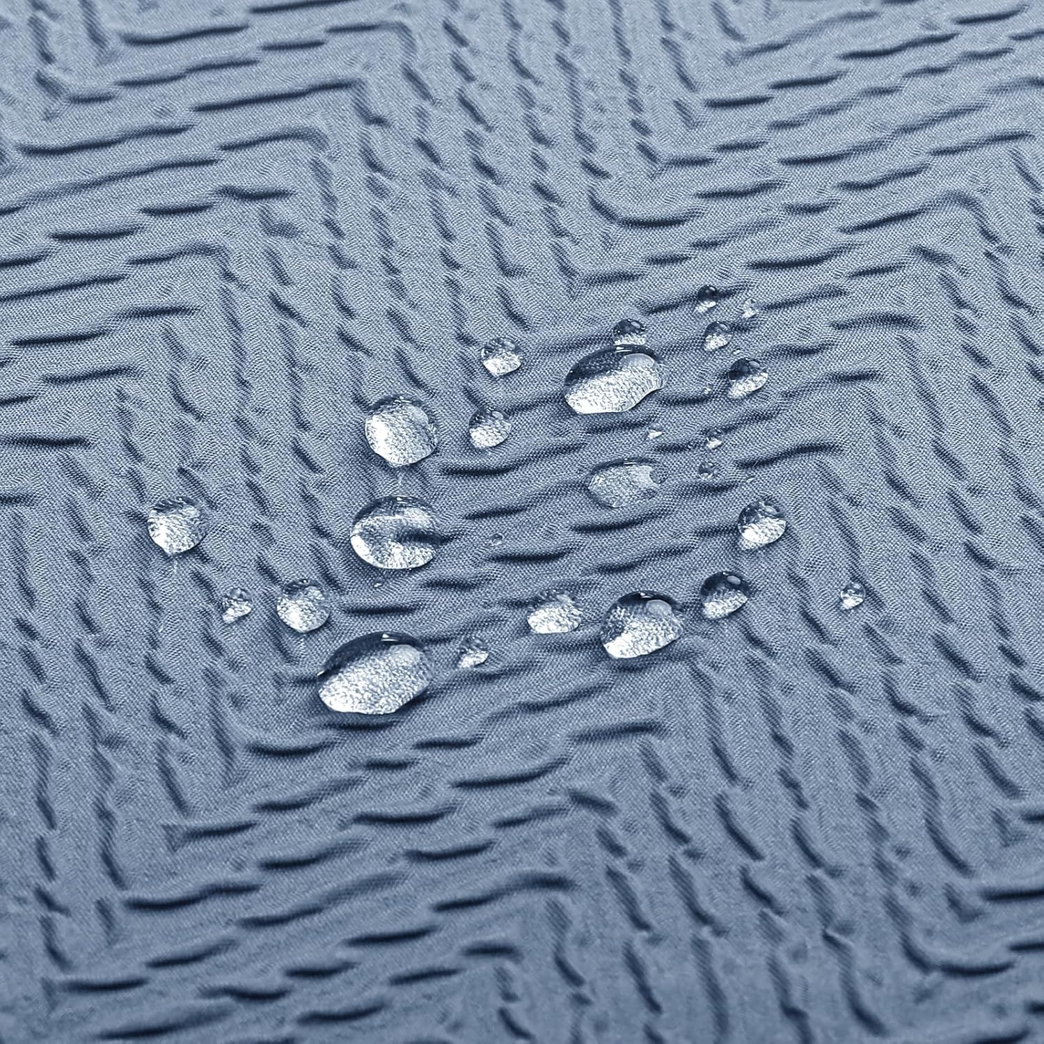 Gibelle Non Slip Chenille Bath Mat, Bathroom Set with Shower Curtain and Rug, Ocean Striped, 72" W x 72" L Shower Curtain, 16" W x 24" L Bath Rug