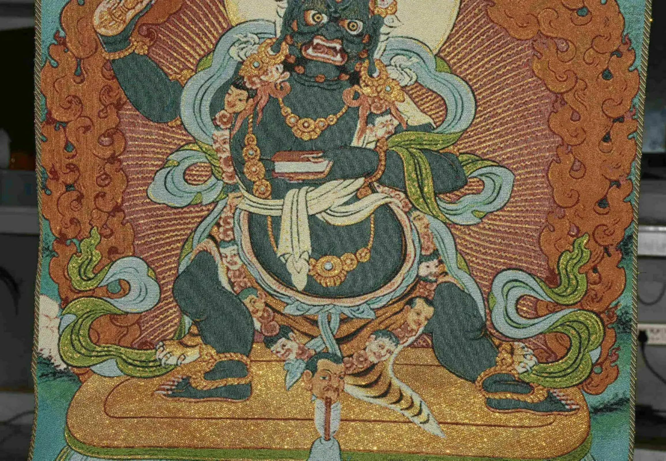 FENNYYAR Tibet Cloth Yamantaka Yama Dharmaraja, 90 cm, Buddha Thangka Tangka Wandbild Gemälde