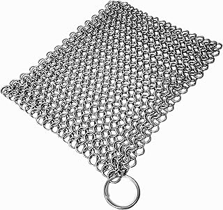 Mythrojan Chainmail Cast Iron Scrubber Cast Iron Maintenance for Lodge Cast Iron Skillet Scrubber for Cast Iron Griddle Cast Iron Wok Scrapper Cast Iron Cook Pot Maintenance/Cleaning - 20 x 20 cm