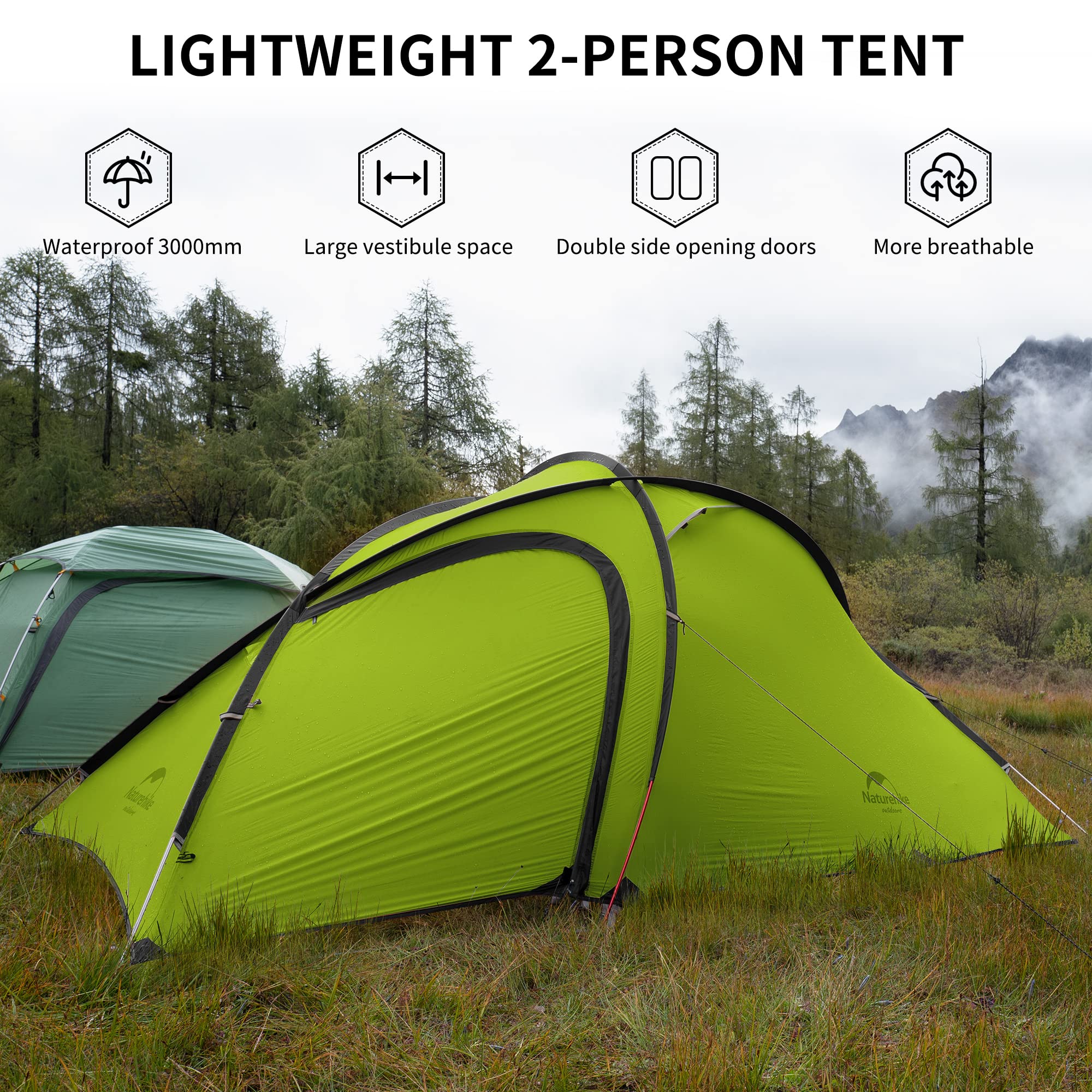 Naturehike Hiby Tent for 3 Persons Large Tunnel Tent Camping Tent