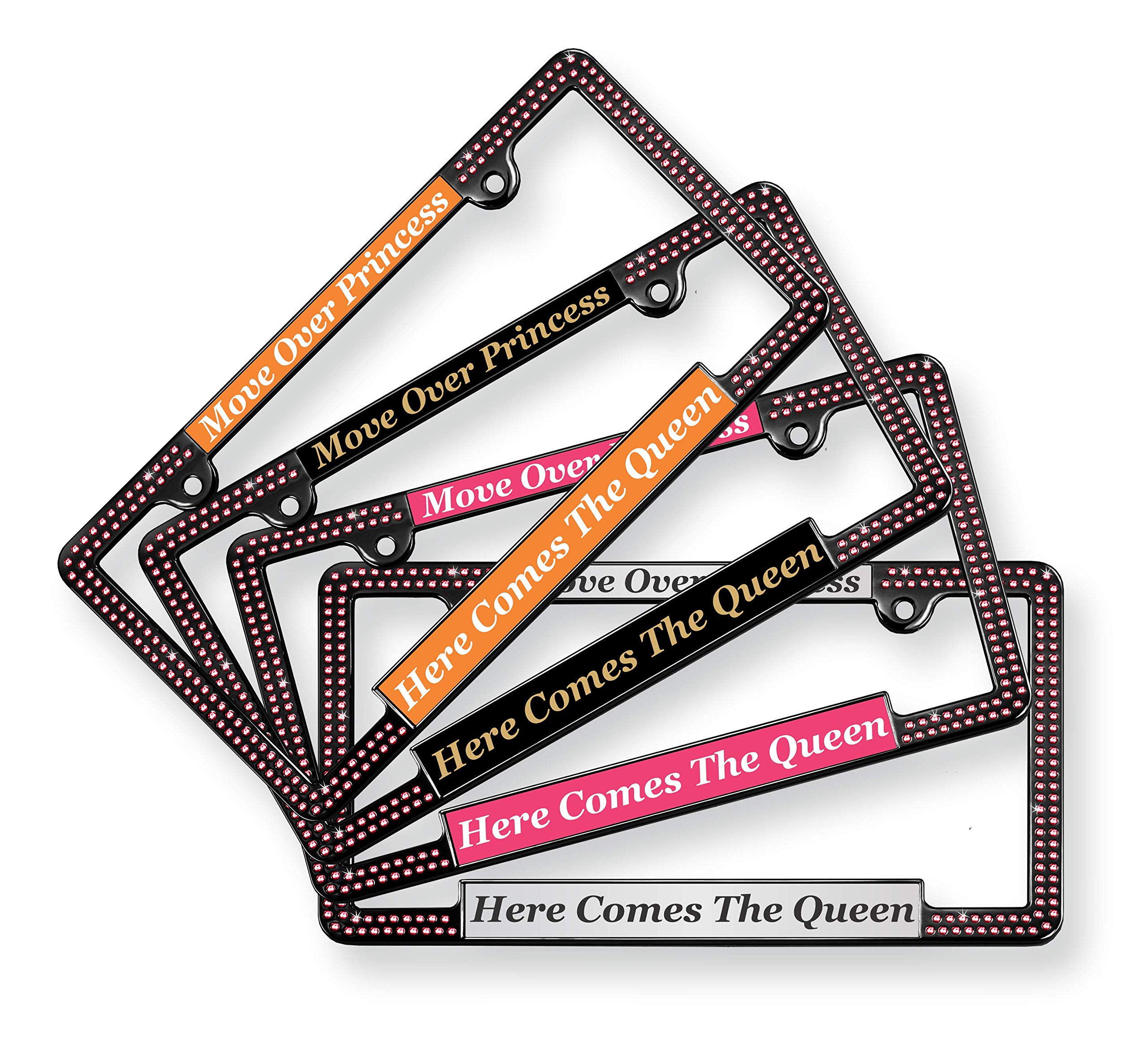 Crystals - Custom Personalized Black Metal Car License Plate Frame with Pink Cr - Picture 12 of 132
