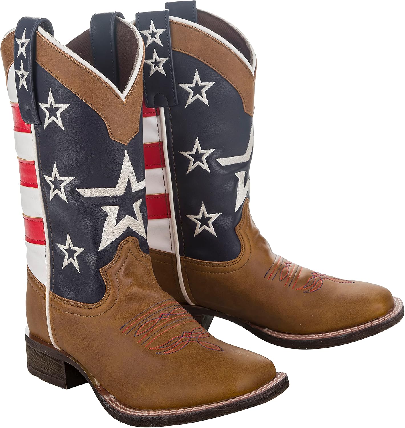 TuffRider Children's American Flag Cowboy Western Boot- 12- Brown