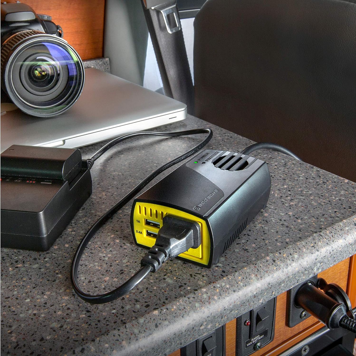 Scosche PI150M INVERT150 150W Mobile Power Inverter with 1 AC Outlet, 2 USB Ports and a 12V Car Adapter with Cable : Everything Else
