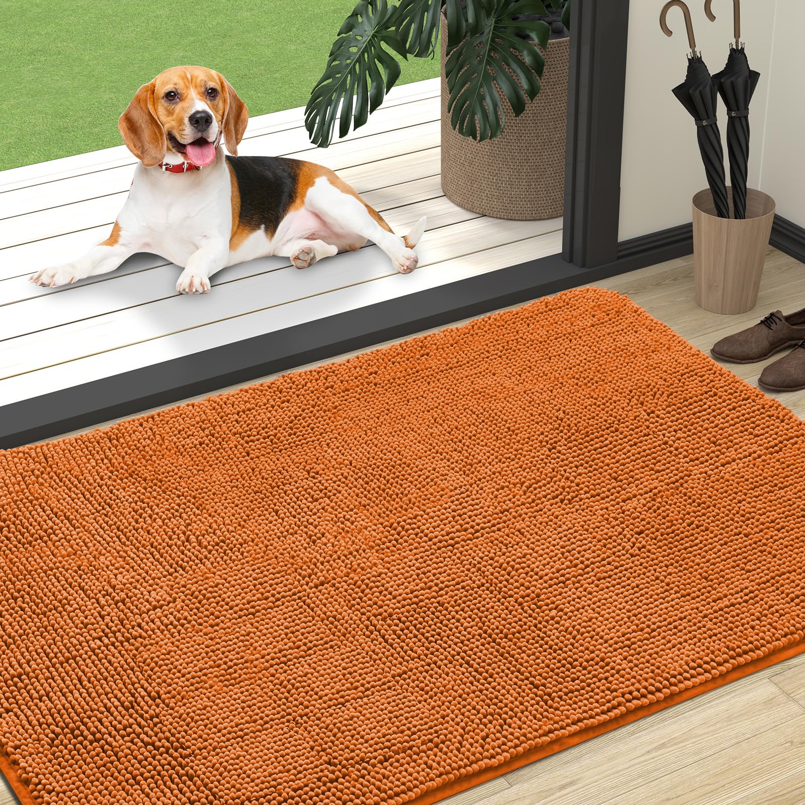 OLANLY Dog Door Mat for Muddy Paws 47x32, Super Absorbent Chenille Mud Mat