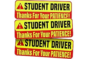 ASSURED SIGNS Student Driver Car Magnet Sticker Signs - 3 Pack -...
