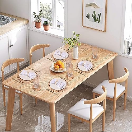 Miniatura 5 de Juego de 12 manteles individuales tejidos para mesa de comedor, manteles individuales de jacinto de agua de granja, manteles individuales de paja