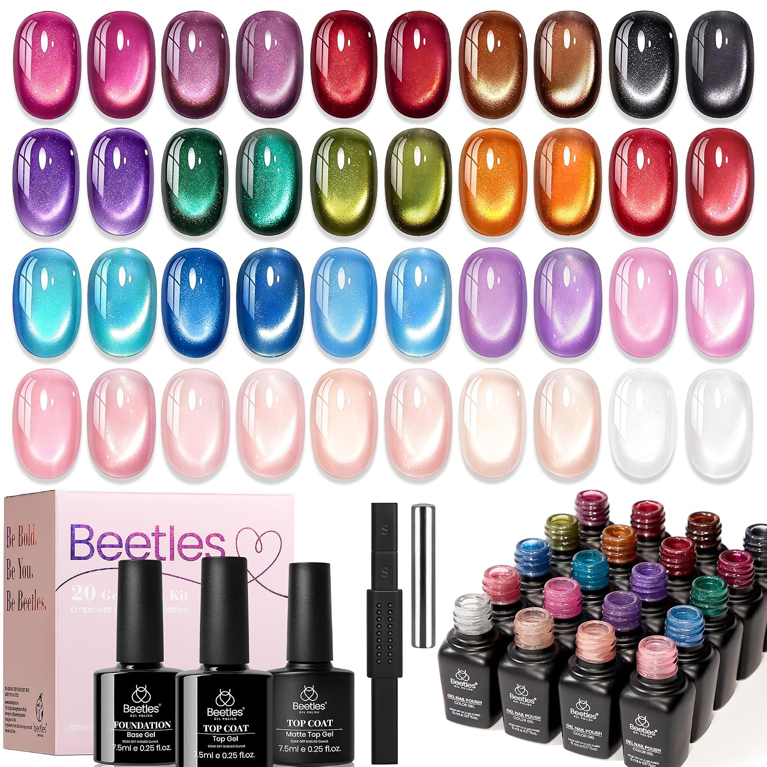 Beetles Cat Eye Gel Nail Polish Set, Timeless Gleam 20 Colors Fall Gel