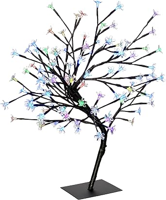 WeRChristmas Pre-Lit Illuminated Cherry Blossom Colour Changing Tree with 96-LED, 2 feet/60 cm - Multi-Colour