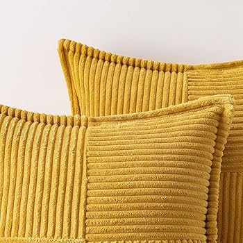 MIULEE Set van 2 corduroy kussenslopen, fluweel, zacht sierkussen, decoratieve kussensloop, moderne kussenslopen, bankkussens, bankkussens voor woonkamer, slaapkamer, kurkuma, 40 x 40 cm
