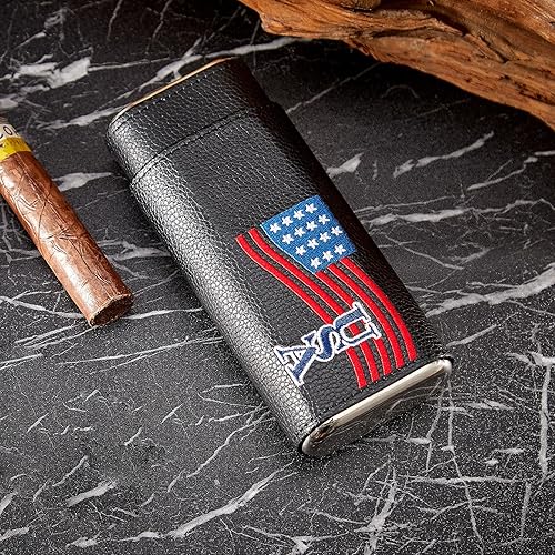 Miniatura 3 de Kit de humidor de viaje para cigarros, accesorios de cuero para cigarros con funda forrada de cedro para una frescura óptima, juego de regalo para