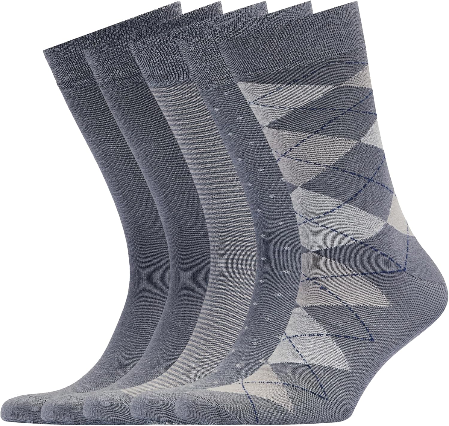 VRD Men’s Dress Socks Bamboo Rayon 5-Pack Crew Socks Fits Shoe Size 8-13 Gift Box