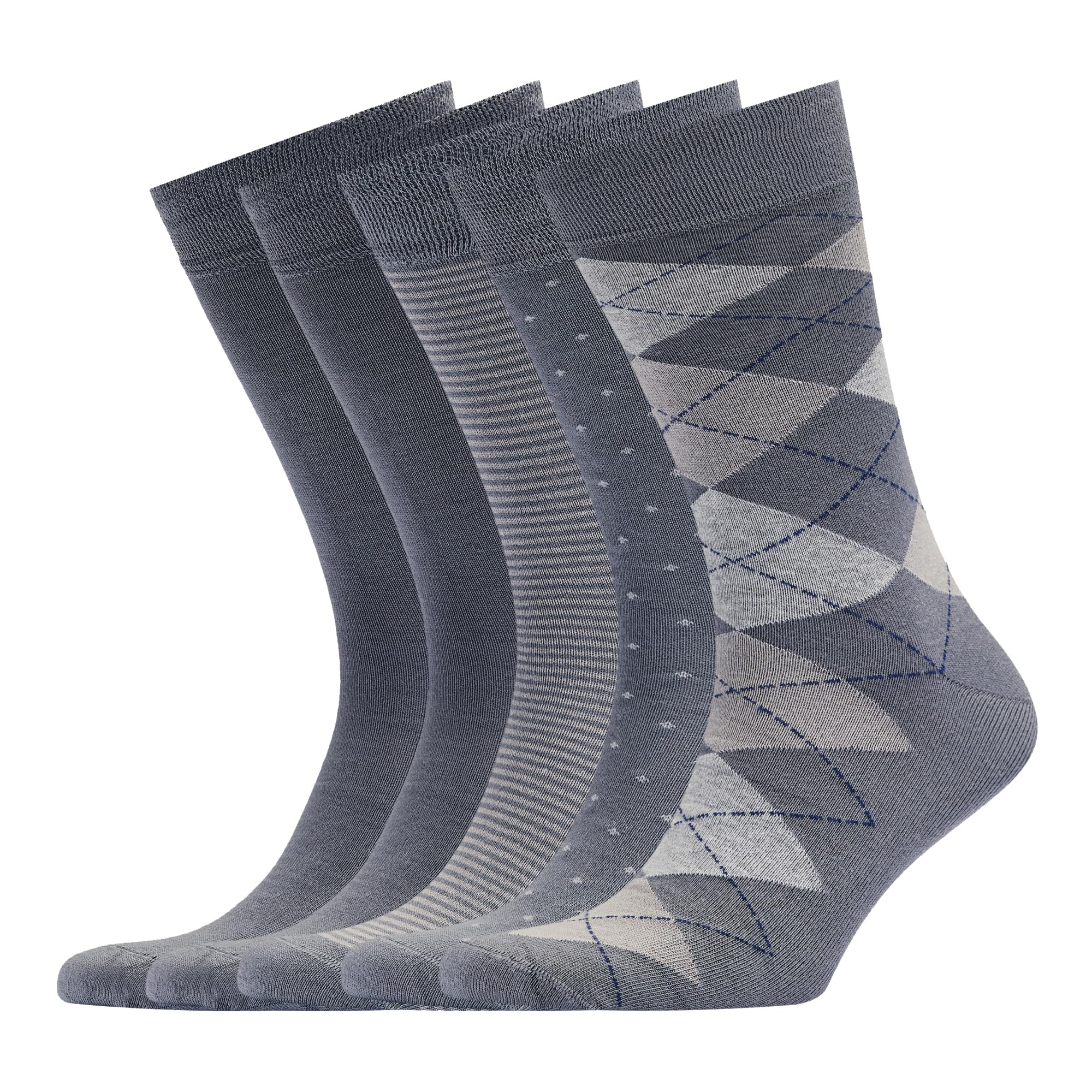 VRD Men's Dress Socks Bamboo Rayon, 5-Pack Crew Socks, Multiple Colors and Designs, Shoe Size 8-13, Gift Box